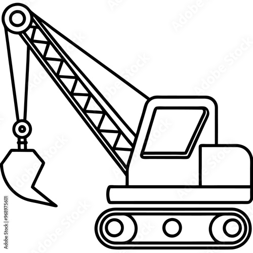 dragline excavator machine outline coloring book page line art drawing