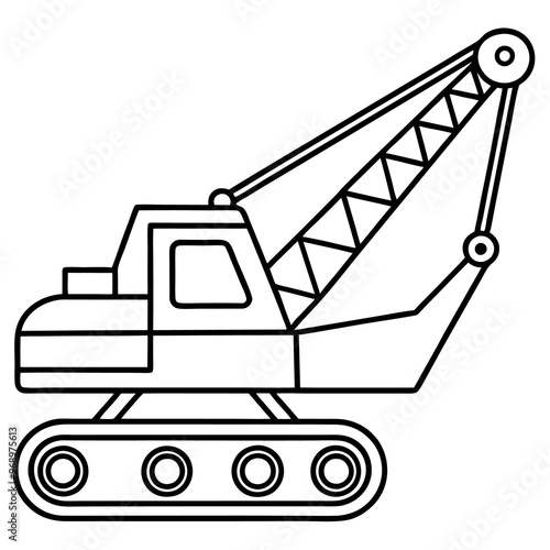 dragline excavator machine outline coloring book page line art drawing
