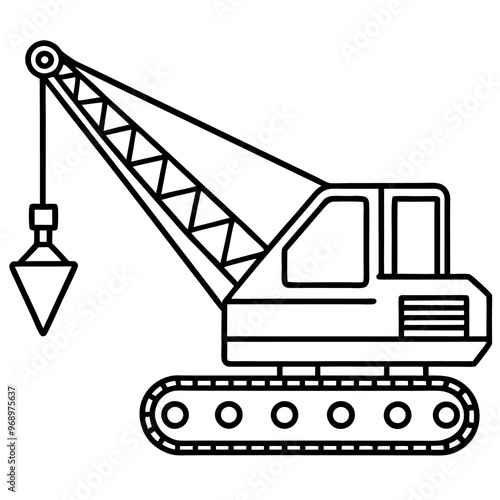dragline excavator machine outline coloring book page line art drawing