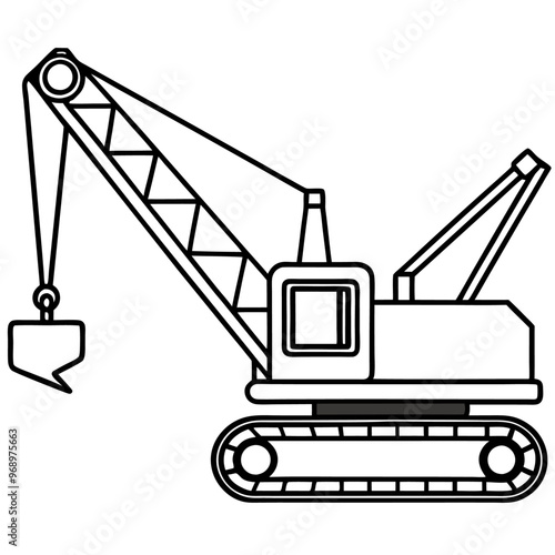 dragline excavator machine outline coloring book page line art drawing