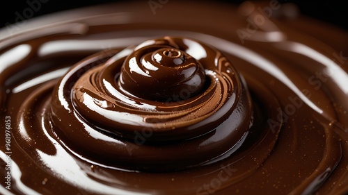 Close-up of melted chocolate swirls.