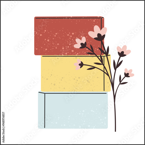 Stack of Natural Handmade Soap Bars with Craft Ribbon. Transparent background	