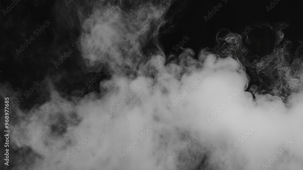The perfect spotlight mist effect on an isolated black background of dry ice smoke clouds. The perfect spotlight mist effect on an isolated black background of dry ice smoke clouds.