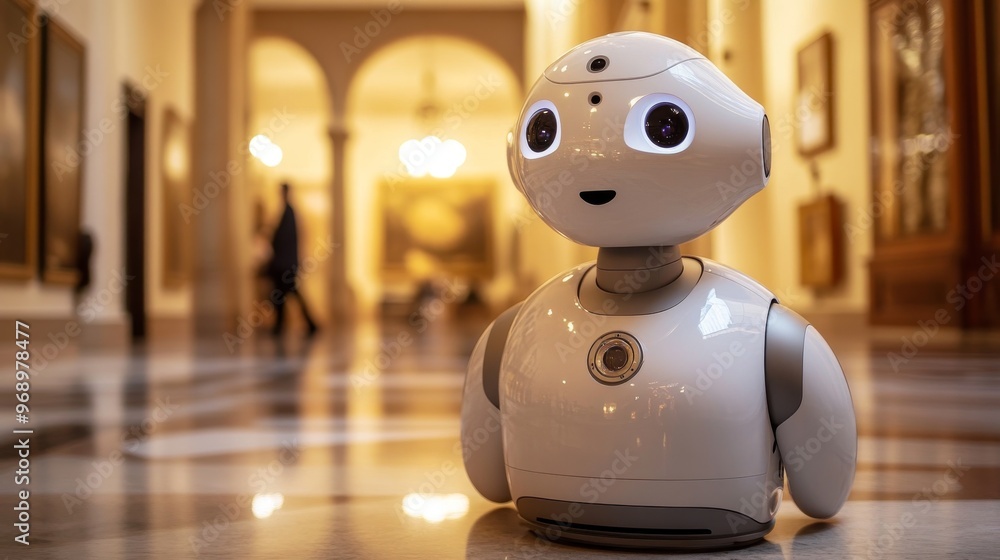 Autonomous AI-driven robotic guides for museum tours: Robots leading personalized museum tours, offering detailed information tailored to visitor preferences. Autonomous AI-driven robotic guides for museum tours: Robots leading personalized museum tours, offering detailed information tailored to visitor preferences.