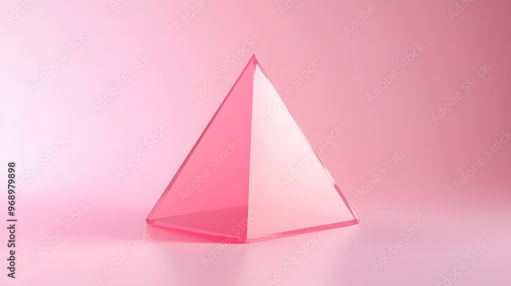Single 3D pink tetrahedron standing alone with a gentle gradient background Single 3D pink tetrahedron standing alone with a gentle gradient background