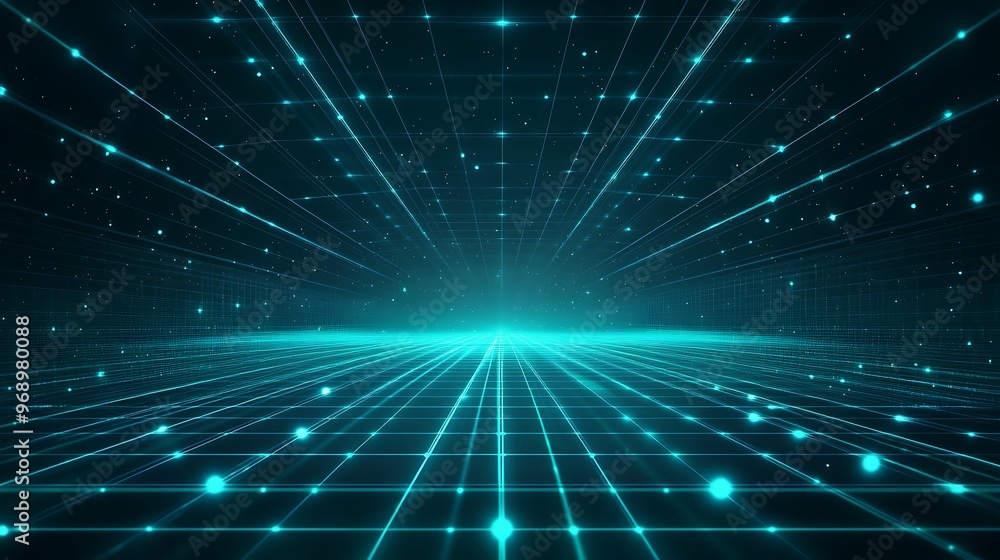 A futuristic digital landscape featuring glowing lines and particles creating a sense of depth and motion. A futuristic digital landscape featuring glowing lines and particles creating a sense of depth and motion.