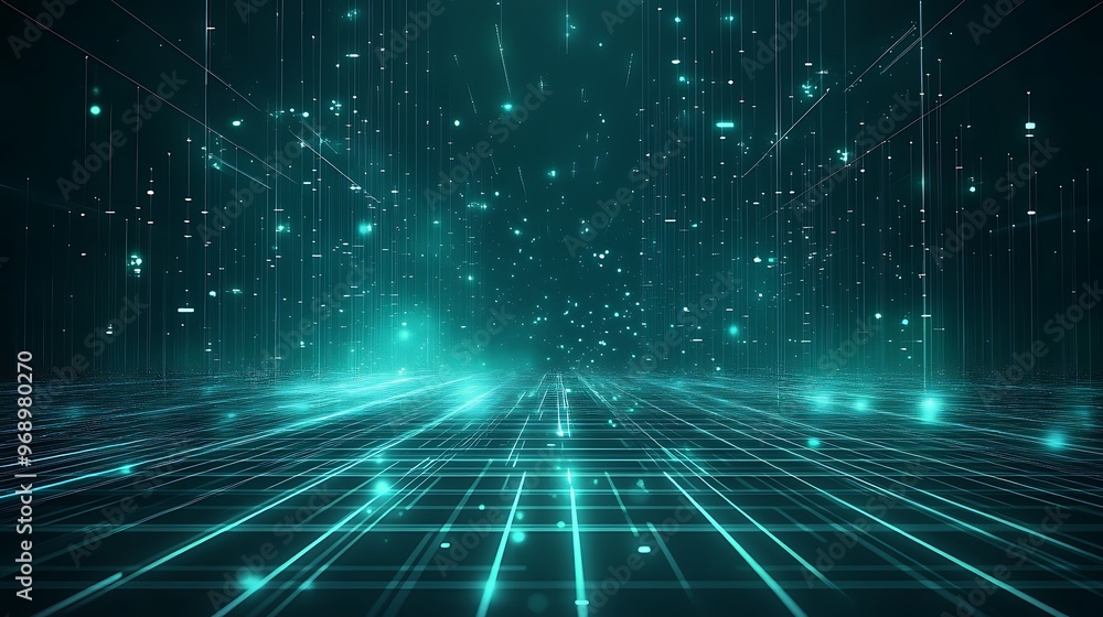 A futuristic digital landscape featuring glowing particles and grid lines that create a sense of depth and technology. A futuristic digital landscape featuring glowing particles and grid lines that create a sense of depth and technology.