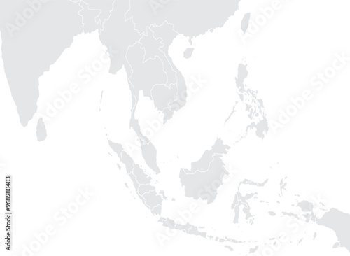 Illustration of a Colored map of Asia.Asia map on white background. East Asia template with continents.Grey blank Asia map.vector grey isolated on white background. Flat Earth, Globe world map icon.