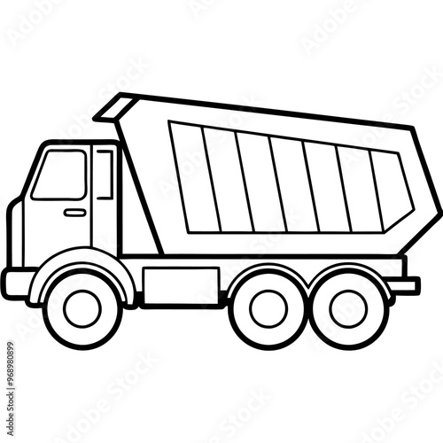 dump truck outline coloring book page line art drawing
