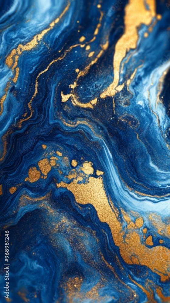 Naklejka premium Blue and gold abstract marble texture background. Luxury art and elegance concept