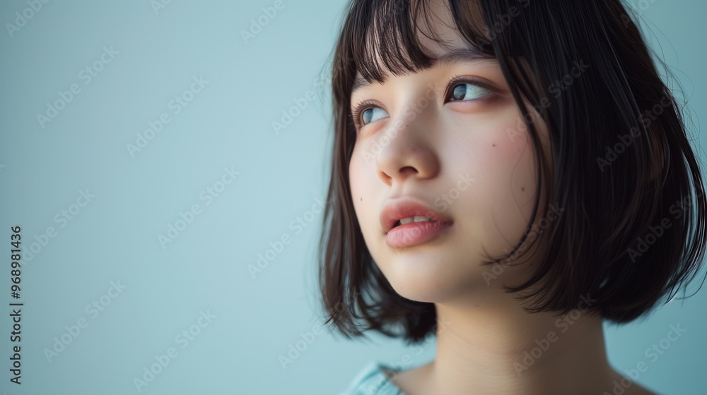 ショートボブが似合う若い女性のファッションモデル ショートボブが似合う若い女性のファッションモデル