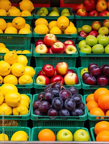 Various fresh fruits in crates showcasing the diversity and perishability of produce (21)