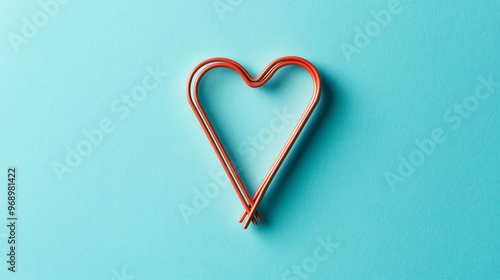 Two intertwined copper heart shapes on a blue background.