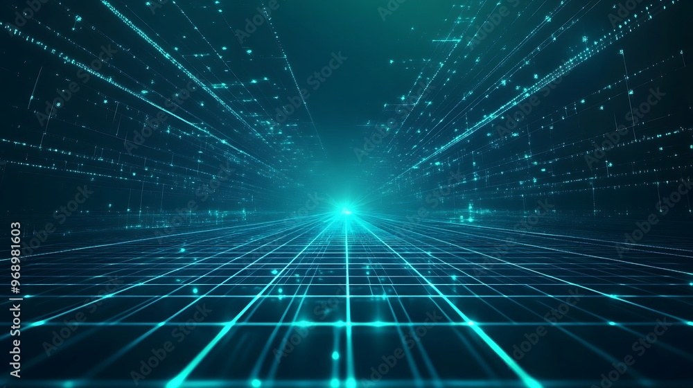 A futuristic digital landscape with glowing lines and particles, creating a sense of depth and motion in a tech-inspired environment. A futuristic digital landscape with glowing lines and particles, creating a sense of depth and motion in a tech-inspired environment.