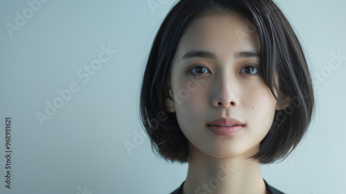 ショートボブが似合う若い女性のファッションモデル