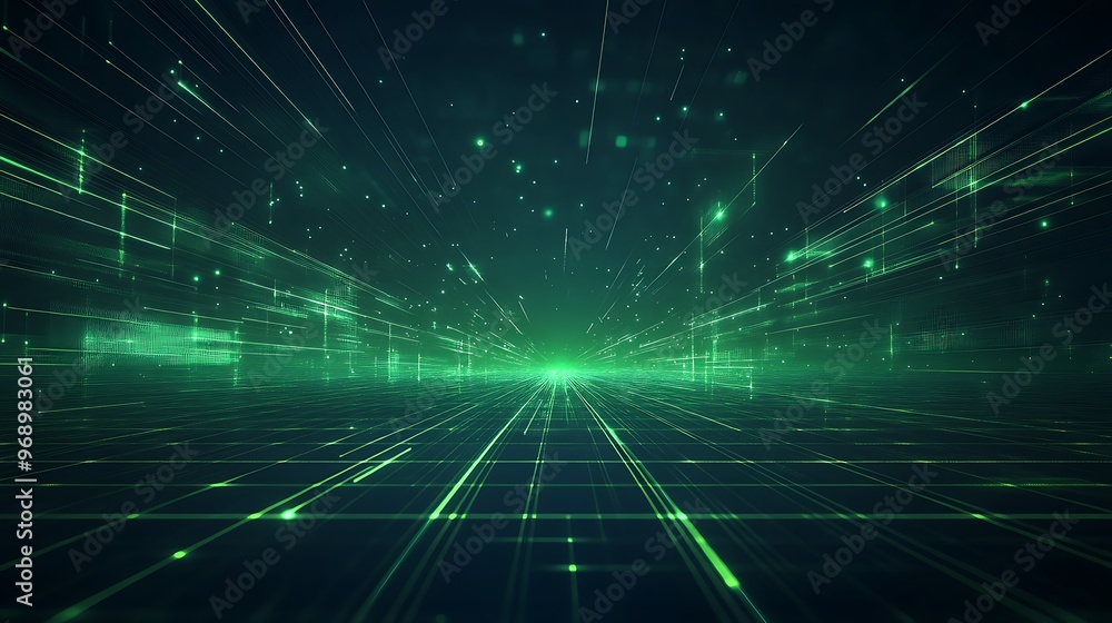 A futuristic view of digital lines and patterns radiating from a central point, evoking a sense of speed and technology. A futuristic view of digital lines and patterns radiating from a central point, evoking a sense of speed and technology.