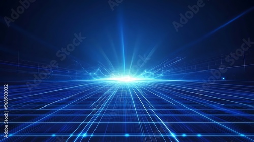 Wallpaper Mural A futuristic scene showcasing blue rays of light intersecting in a digital landscape, evoking a sense of technology and innovation. Torontodigital.ca