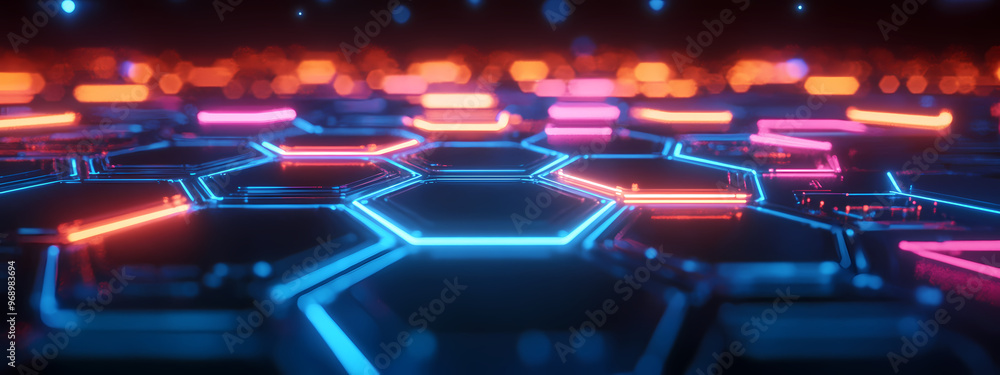 Obraz premium Sci-Fi Hexagonal Data Grid