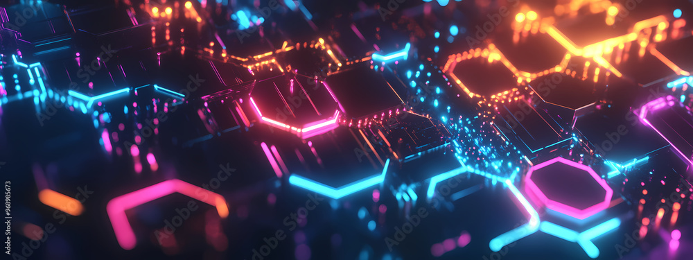 Obraz premium Sci-Fi Hexagonal Data Grid