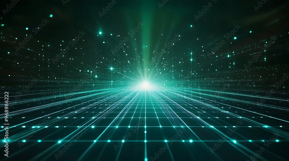 A mesmerizing burst of light and particles in a futuristic digital landscape, showcasing vibrant green tones and dynamic energy. A mesmerizing burst of light and particles in a futuristic digital landscape, showcasing vibrant green tones and dynamic energy.