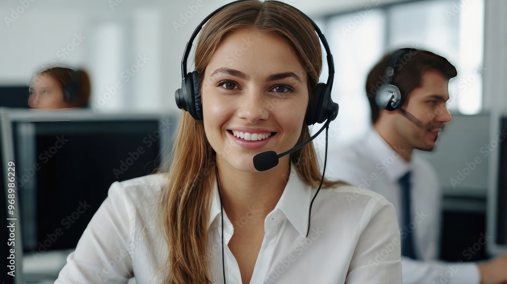 Professional Young Customer Service with Headset Professional Young Customer Service with Headset