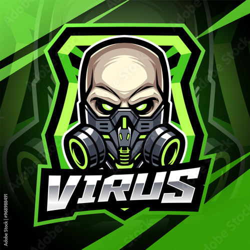 Virus gas mask esport mascot logo design