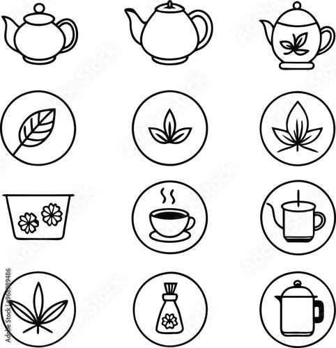 Tea Shop Logo Icons for Branding