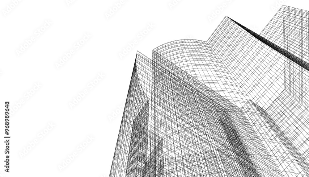 Fototapeta premium architecture building vector 3d drawing