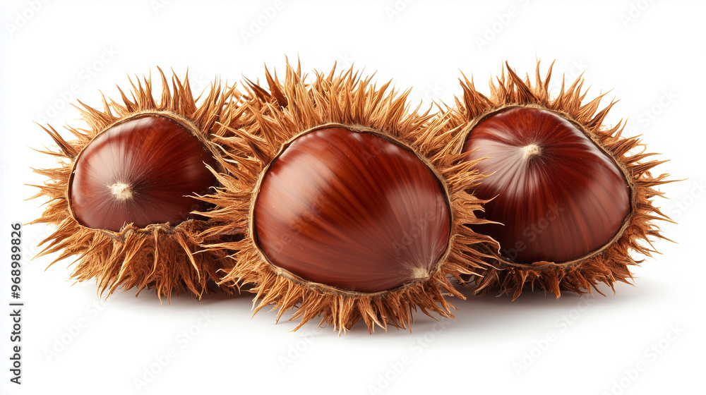 chestnuts with a brown shell and partly the shells with spines are still present chestnuts with a brown shell and partly the shells with spines are still present