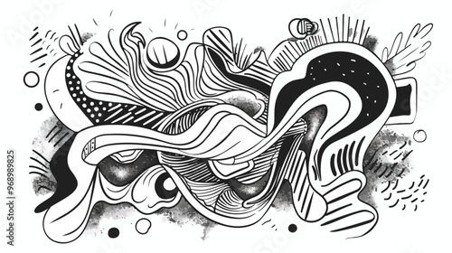 Creative Abstract Hand-drawn Lined Doodle Vector Artwork