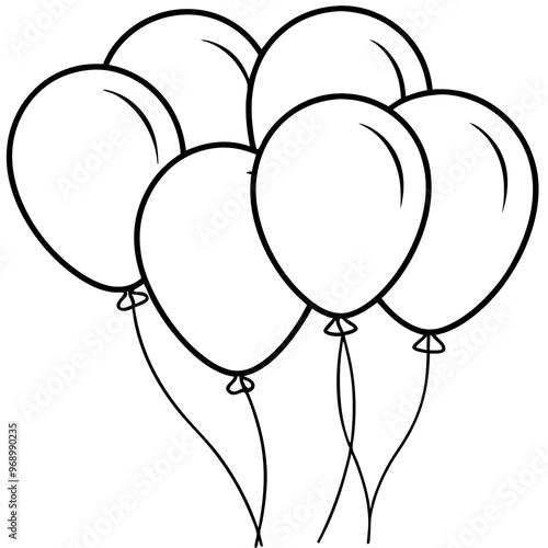 festive balloons outline coloring book page line art drawing
