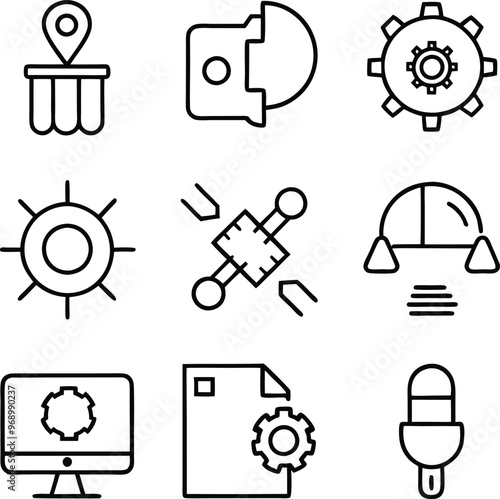 Elegant Tech Symbol Line Art Designs