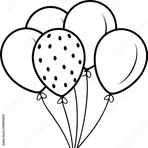 festive balloons outline coloring book page line art drawing