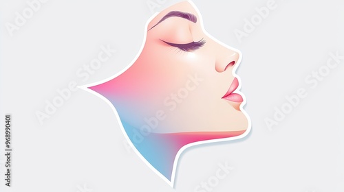colorful illustration of a woman's profile, showcasing beauty and elegance with soft gradients in pastel tones.