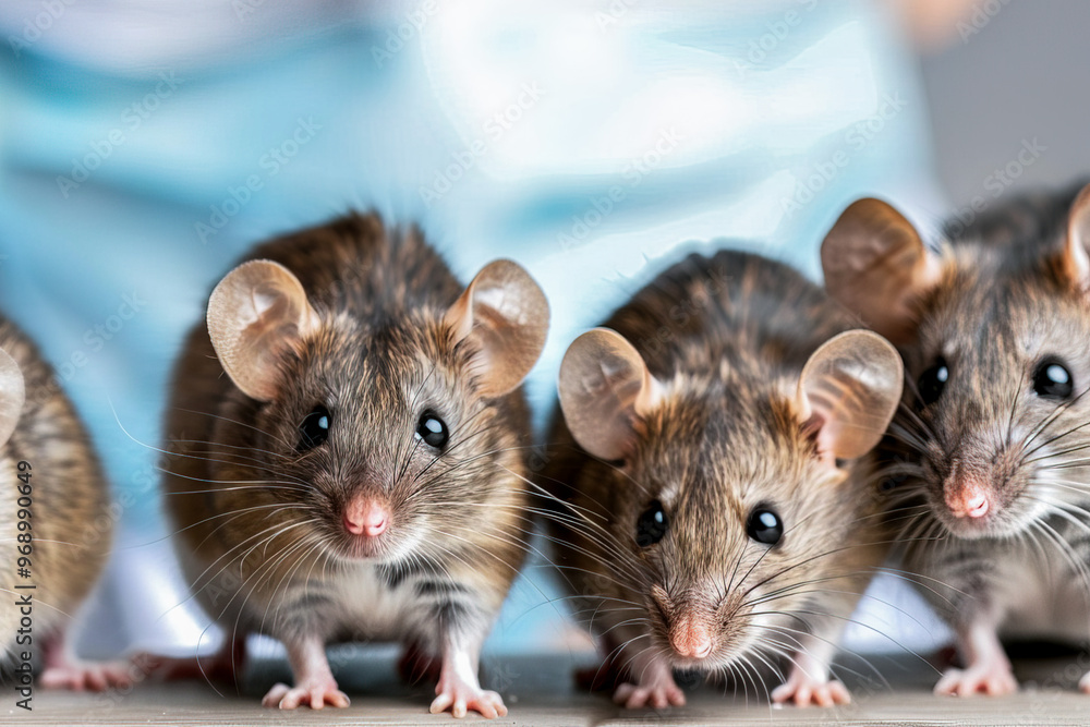 Mice are standing on a countertop in a laboratory Mice are standing on a countertop in a laboratory