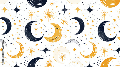 Abstract Moon Pattern Vector Illustration Handdrawn