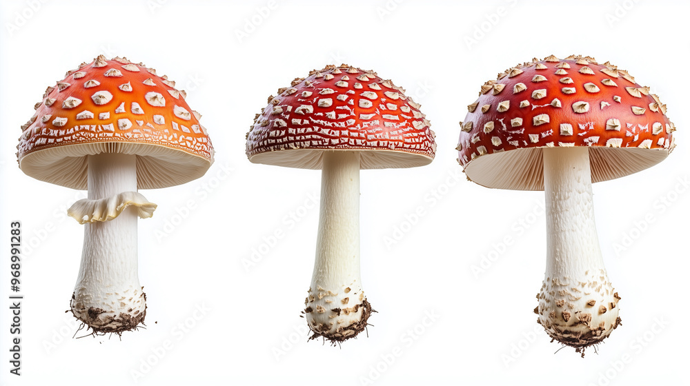 Obraz premium fly agaric mushrooms isolated on white background