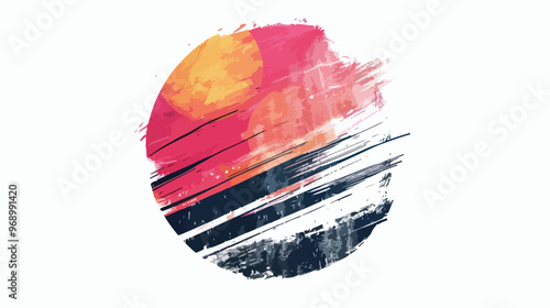 Abstract Painted Lined Circle Vector Illustration