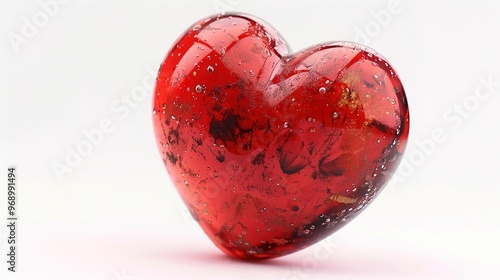 A vibrant red heart on a pure white background.