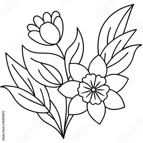 floral items outline coloring book page line art drawing