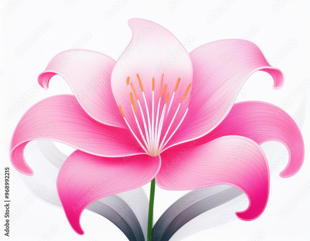 Obraz premium Beautiful Pink Lily Flower Closeup Illustration