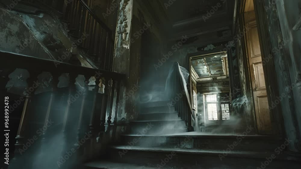 Ghostly Hallway in an Abandoned Mansion Ghostly Hallway in an Abandoned Mansion