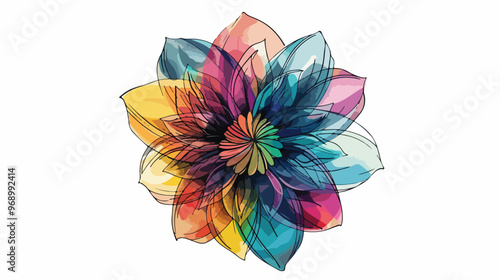 Abstract Round Flower Head Vector Illustration