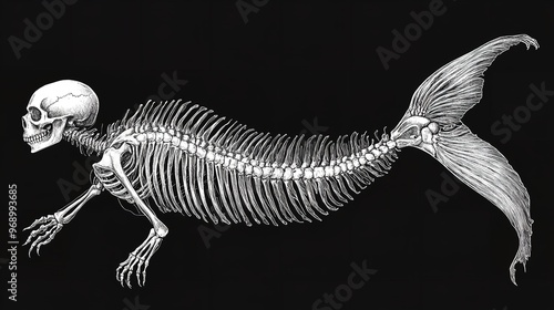 Skeleton of fish. Isolated over black