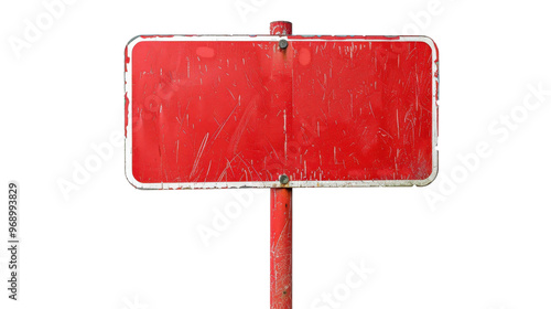 Red street sign on transparent background