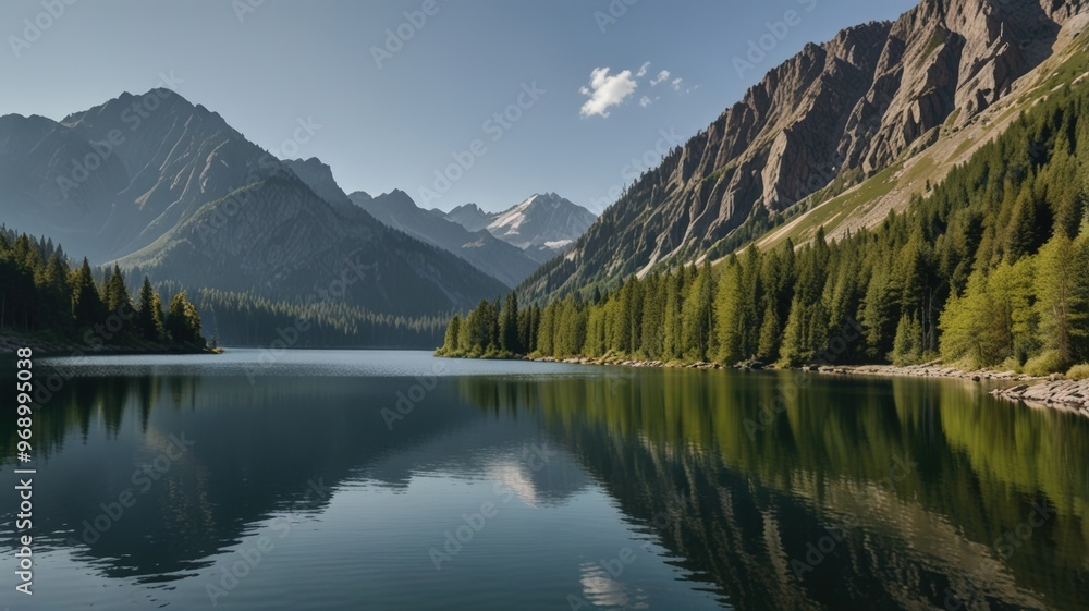 A mountain lake A mountain lake