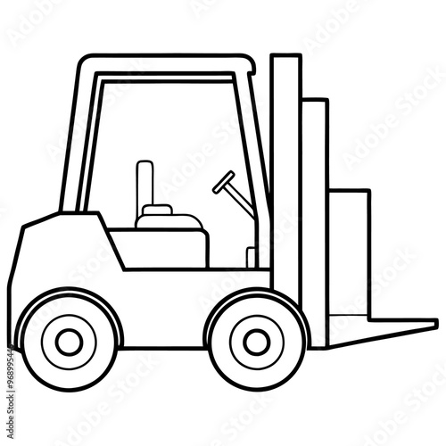 forklift machine outline coloring book page line art drawing