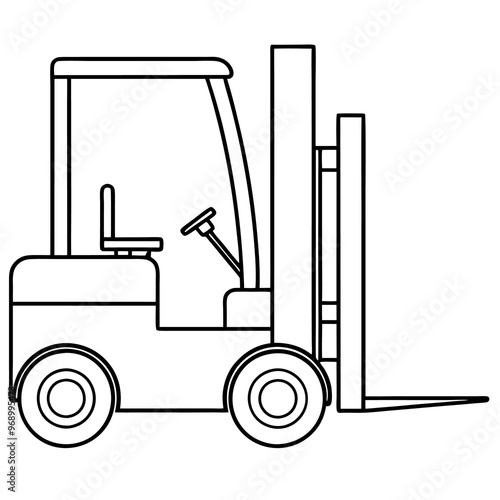 forklift machine outline coloring book page line art drawing