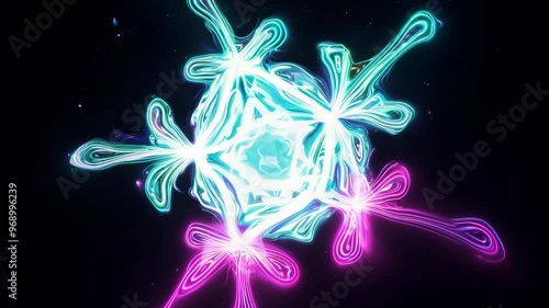 Wallpaper Mural Neon multi-colored fluid explosion with intricate glowing patterns on black background Torontodigital.ca