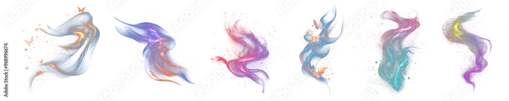 Fototapeta premium Ethereal flow png cut out element set